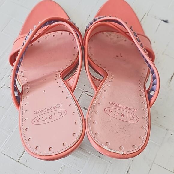 Circa Joan&David Pink and Blue Criss Cross Twisted Leather Heels Womens Size 8.5 - Picture 6 of 13